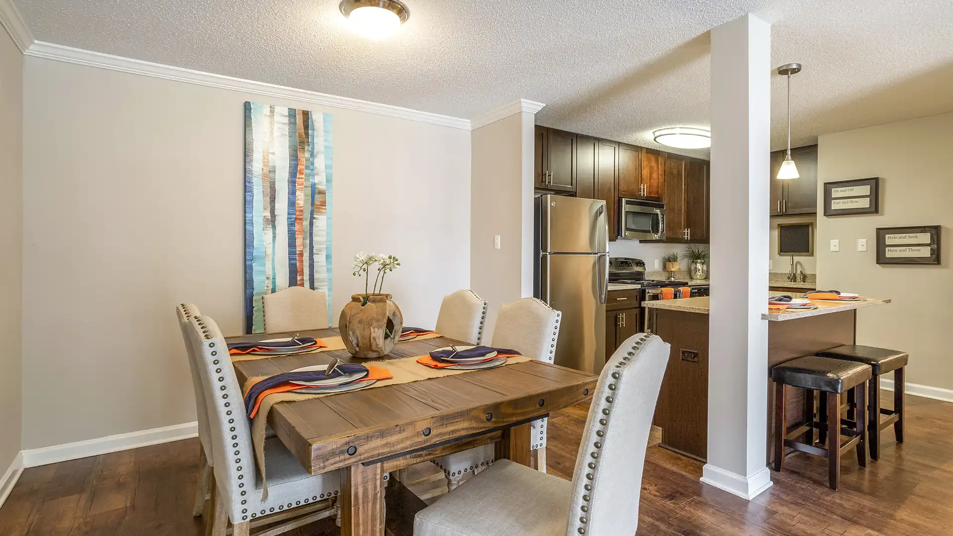model kitchen and dining room with Modern Pendant Lighting